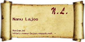 Nanu Lajos névjegykártya